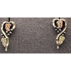 WM Wheeler 12K Gold & Sterling Silver Leaf Earrings Black Hills Style Vintage